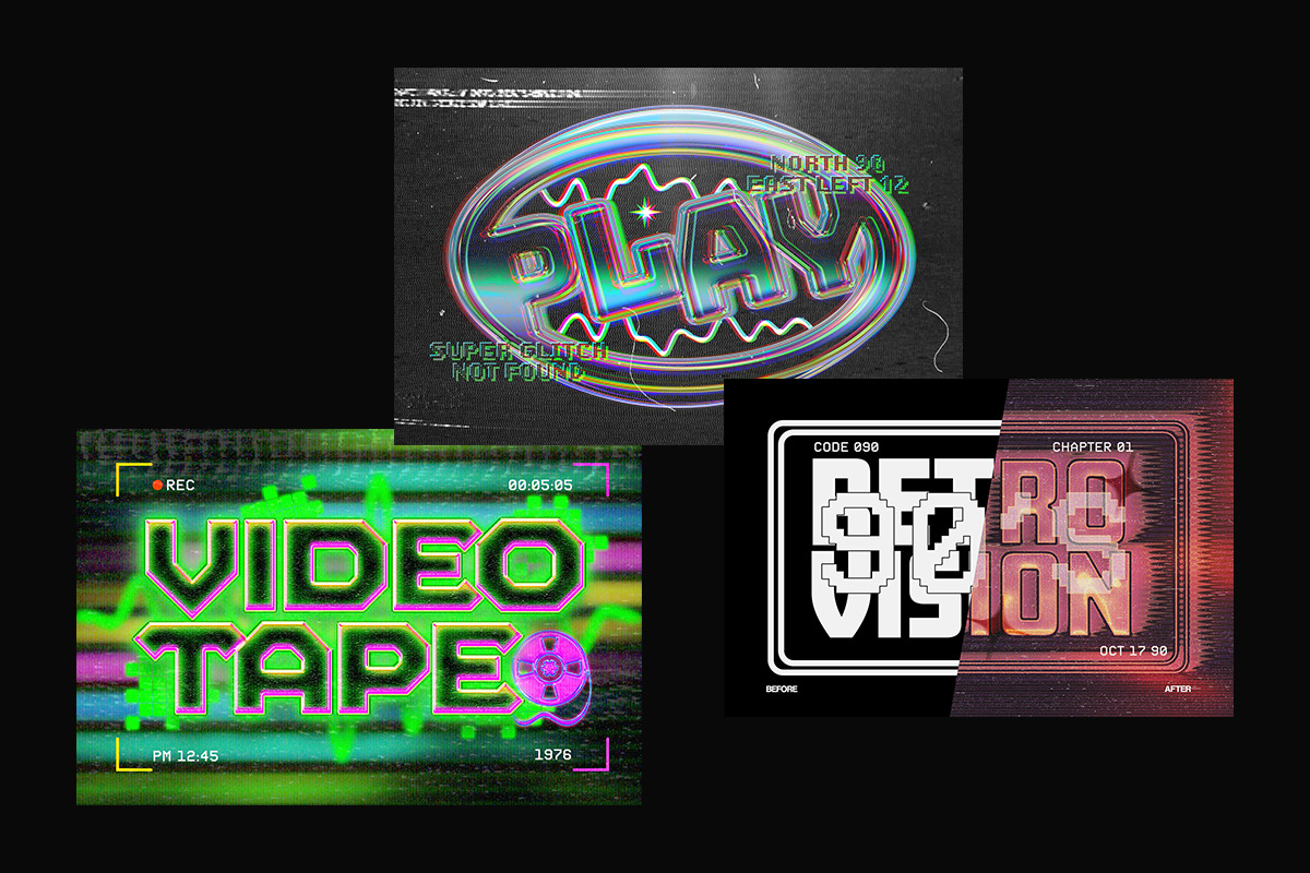 Retro VHS Glitch Text Effect, a Layer Style Add-On by Matsero (Photo 2 of 4)