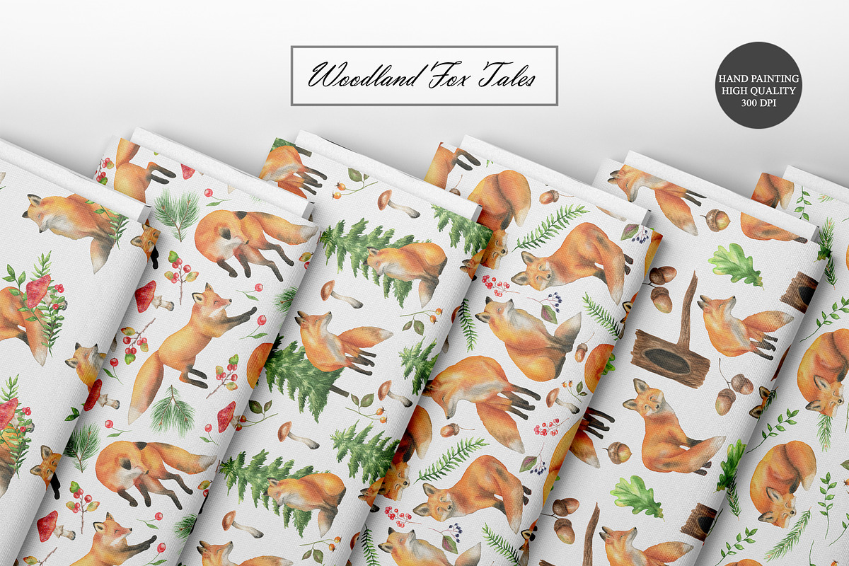 Watercolor Fox Seamless Patterns, an Animal Illustration by OlDm_Shop (Photo 9 of 10)