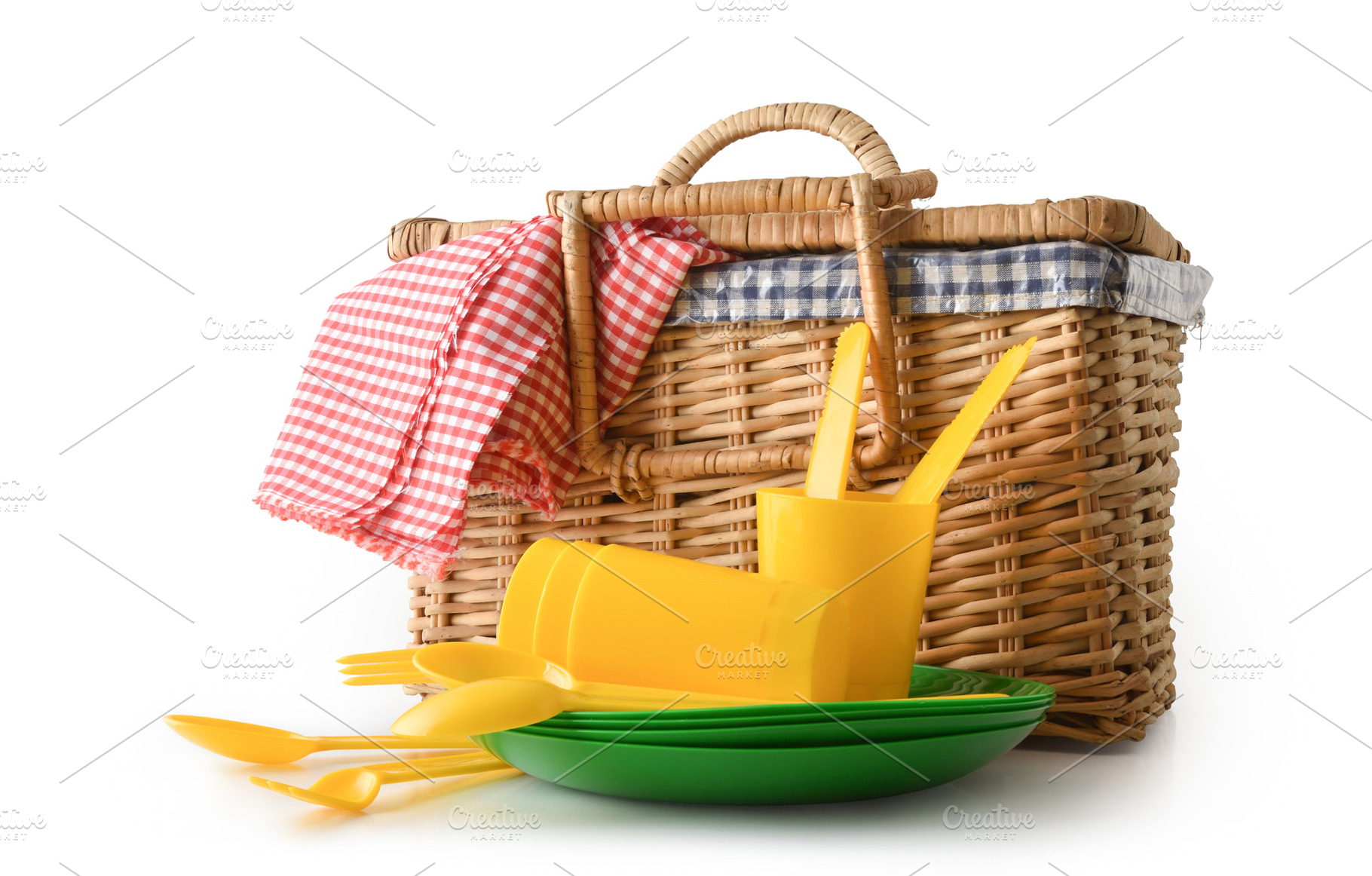 Picnic Basket with Colorful Tableware, a Holiday Photo by Davizro's Market