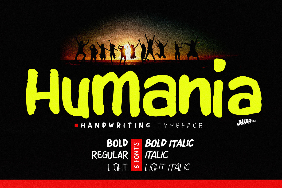 Humania - Handwriting Typeface, a Handwritten Font by HIRO.std (Photo 1 of 11)