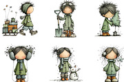 Whimsical Winter Kids Clipart Bundle, an Illustration by CraftArtStudio (Thumbnail 3 of 6)