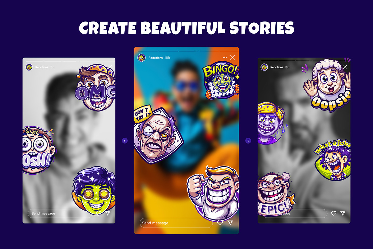 Reaction Stickers Set, an Emoji Icon by Prosymbols (Photo 3 of 9)
