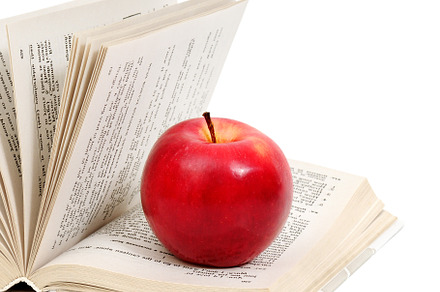 red apple on a book, a School & Education Photo by Serg64
