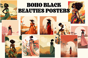 Boho Black Beauties Posters