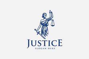 Blindfold lady justice scales logo, a Branding & Logo Template by sancreastd.