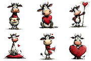 Funny Valentine's Cow Clipart, an Illustration by Dream Creation (Thumbnail 2 of 7)