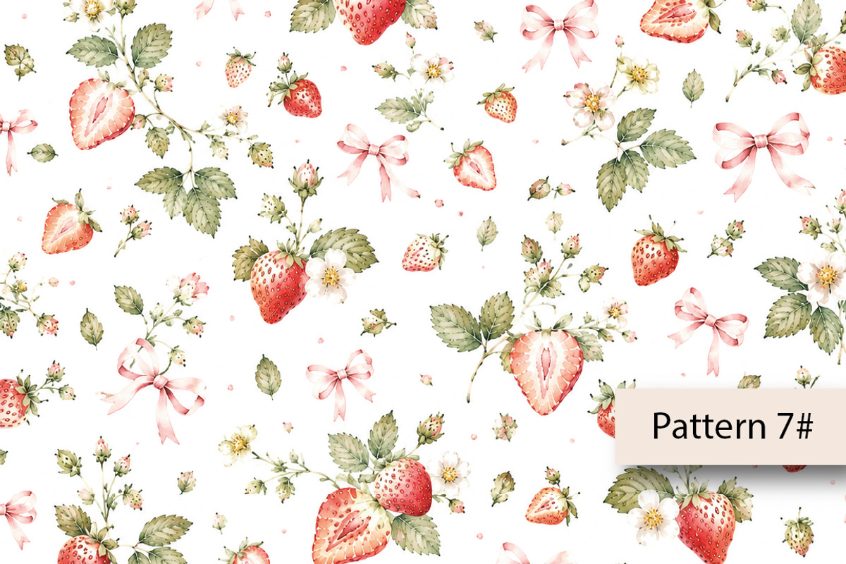 Strawberry Seamless Pattern, a Pattern Graphic by Villa 11 Estudio (Photo 8 of 13)