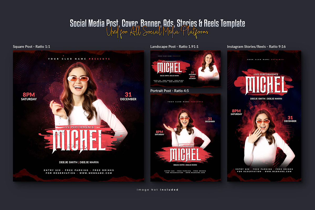 Live Music Social Media Post Set, a Social Media Template by Creative_View (Photo 2 of 8)
