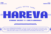 Hareva - Sleek Retro Sans, a Sans Serif Font by Mofr 24 (Thumbnail 1 of 15)