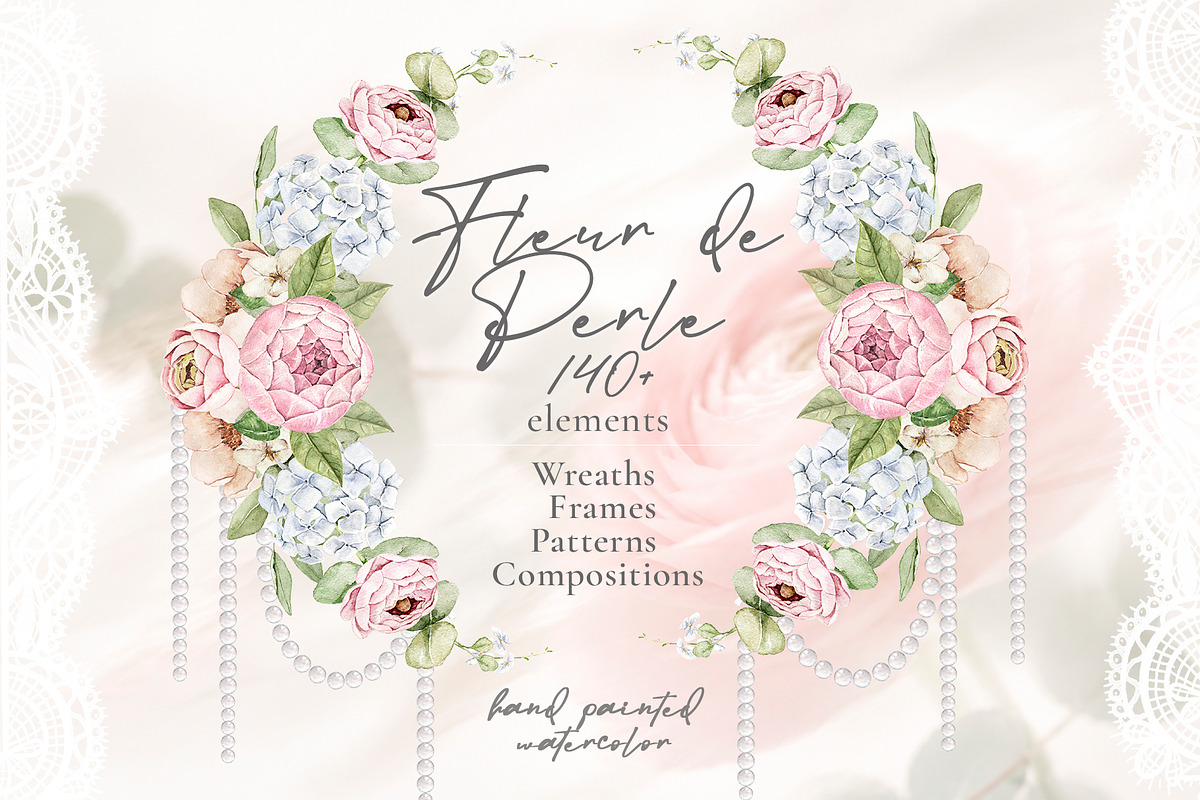Fleur de Perle Watercolor Clipart, a Decorative Illustration by Eves_Aquadreams (Photo 1 of 12)