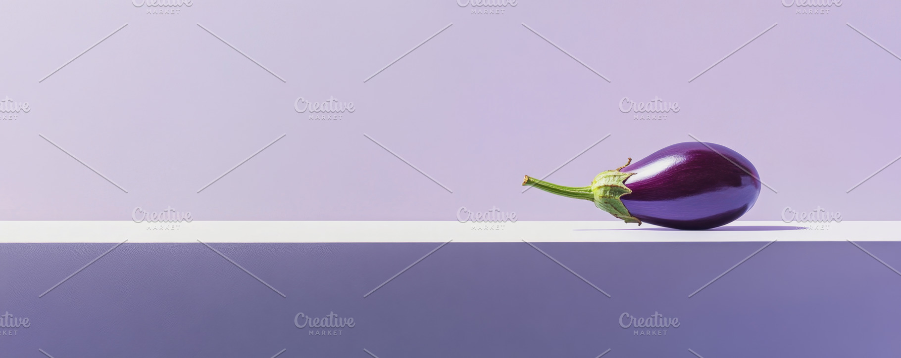 Minimalist Eggplant on a Purple Background, an Abstract Photo by Natalia Klenova's Shop
