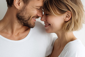 Happy loving couple touching forehea, a Person Photo by MistyDay