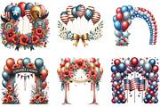 Memorial Day Balloon Arch Clipart, a Seasonal Illustration by DreamArtGraphic (Thumbnail 4 of 4)