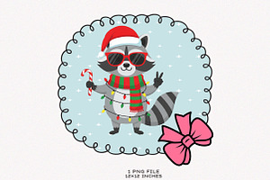 Christmas Funny Raccoon Coquette PNG, an Illustration by SinaCreation