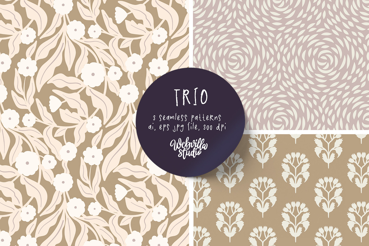 Trio - Vector Patterns, a Wallpaper Graphic by Bloomart Studio