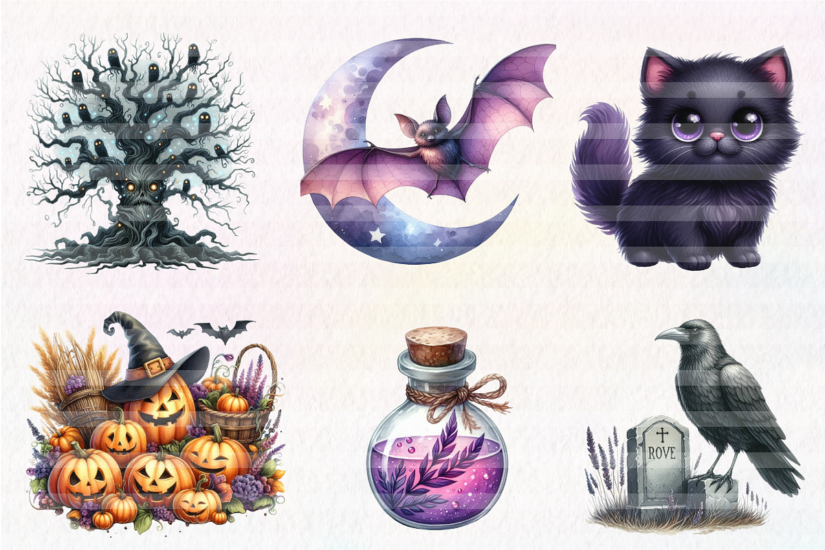 Cute Halloween Clipart, an Illustration by CreationArt (Photo 3 of 5)