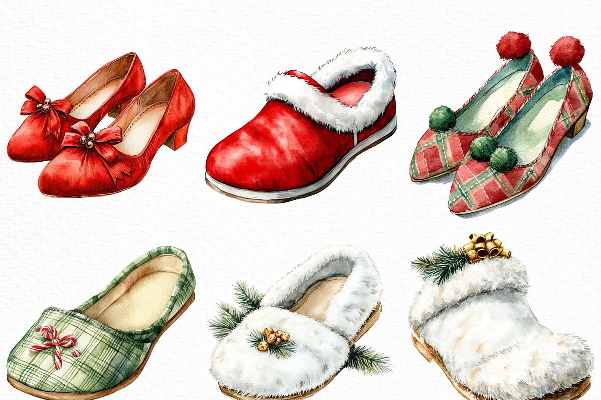 Christmas Slipper Clipart, an Illustration by Craft Nest (Photo 3 of 6)