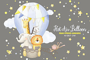 Hot Air Balloon animals clipart, an Animal Illustration by Magic Story Studio (Thumbnail 2 of 2)