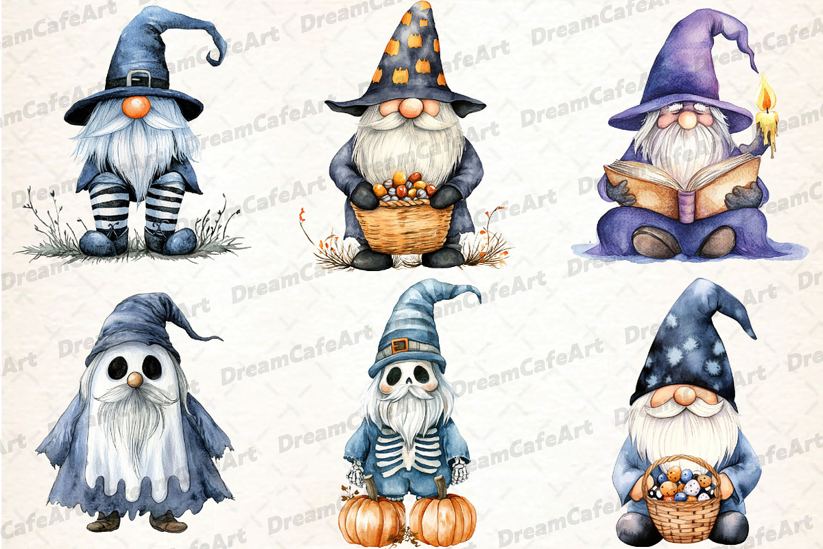 Halloween Gnome Clipart, an Illustration by DreamCafeArt (Photo 4 of 7)