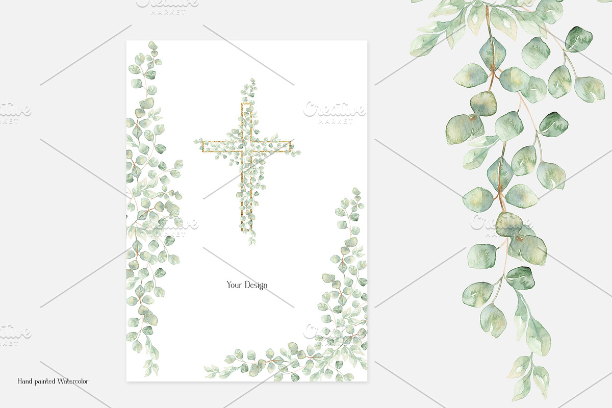 Watercolor Flowers & Greenery Cross, a Decorative Illustration by MayaNavits (Photo 5 of 8)