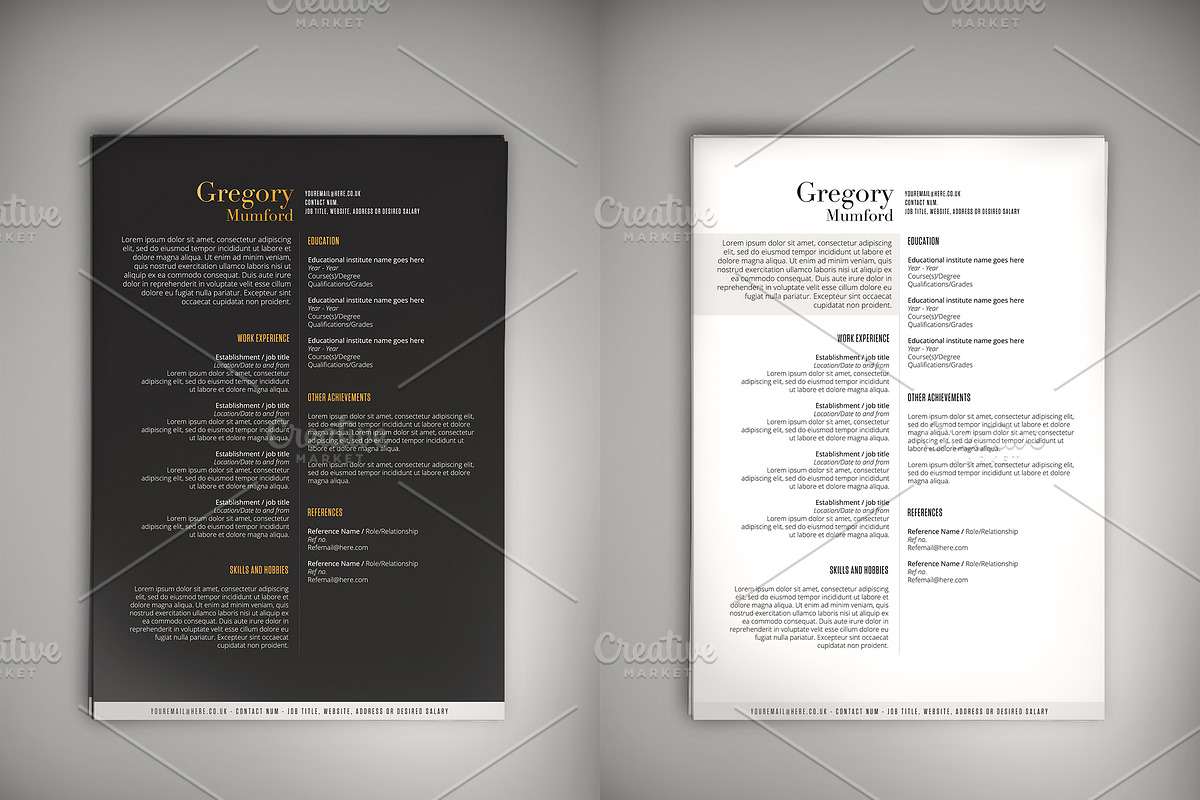 Noir and Blanc CV (DOC + PSD), a Resume Template by Valeur Design (Photo 2 of 4)