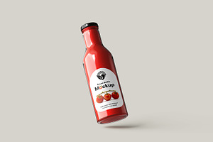 Glass Sauce Bottle PSD Mockup