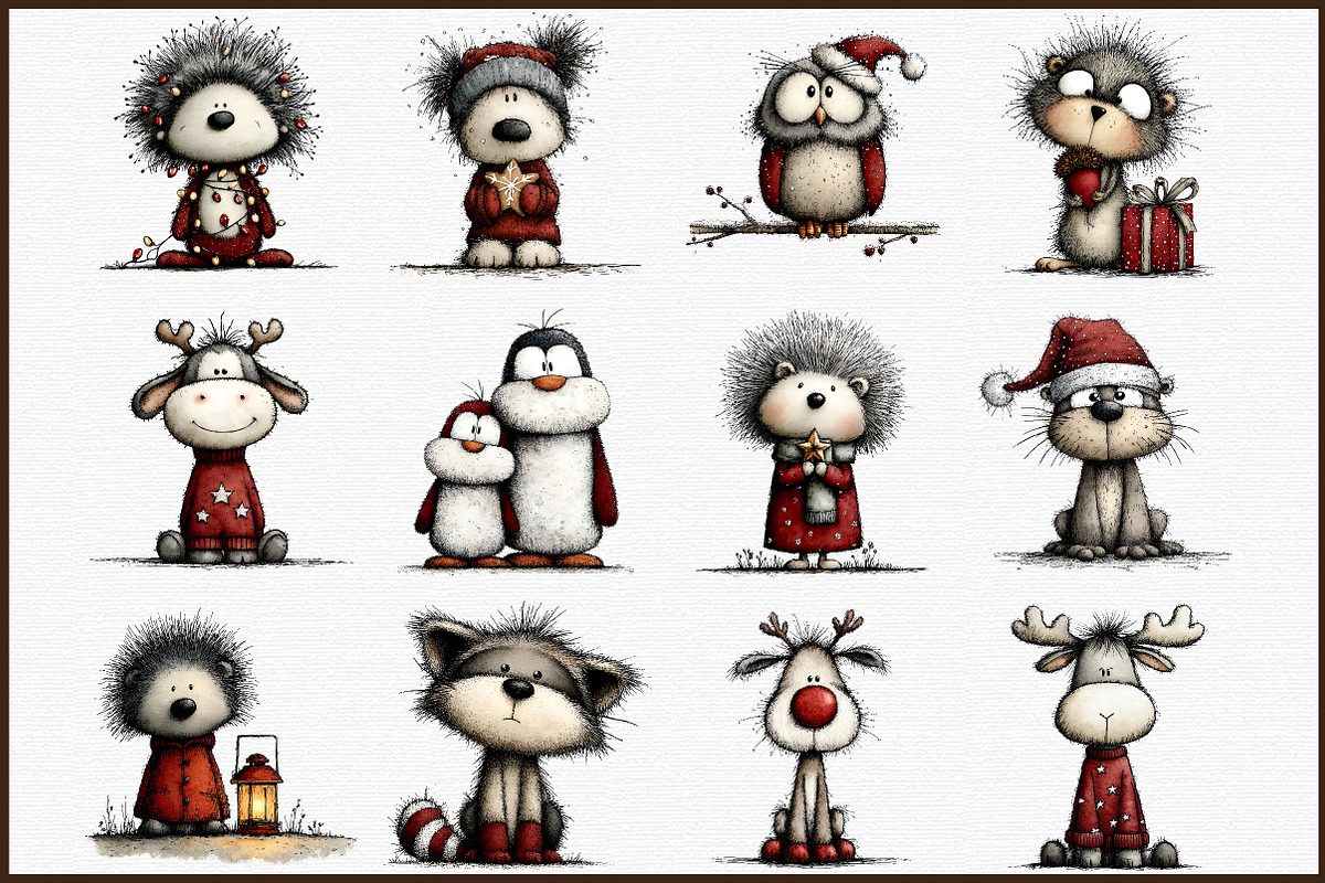Christmas Winter Animals Clipart, an Illustration by Sublimation Artist (Photo 3 of 6)