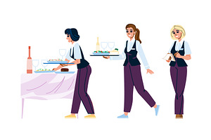 hospitality waitress woman vector, a Person Illustration by pikepicture