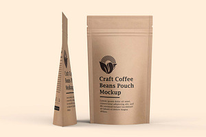 Craft Paper Coffee Pouch Bag Mockup