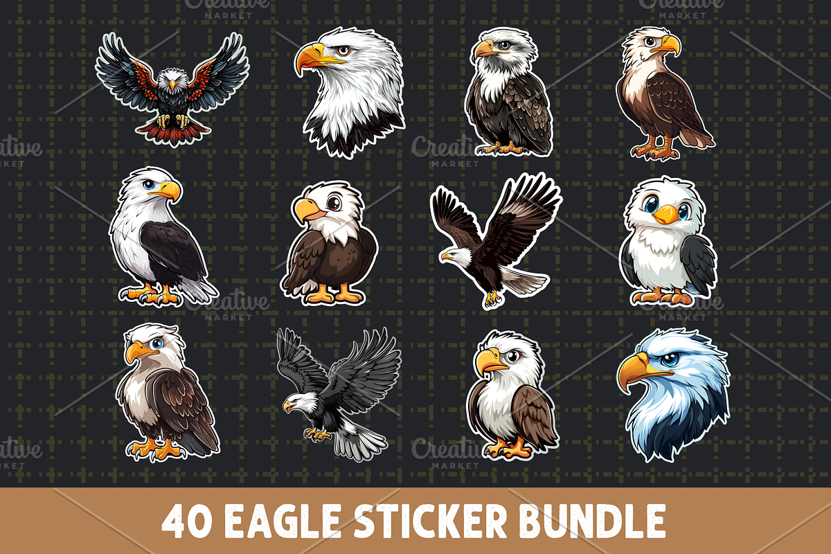 Eagle Sticker Bundle PNG, an Animal Illustration by RaiihanCrafts
