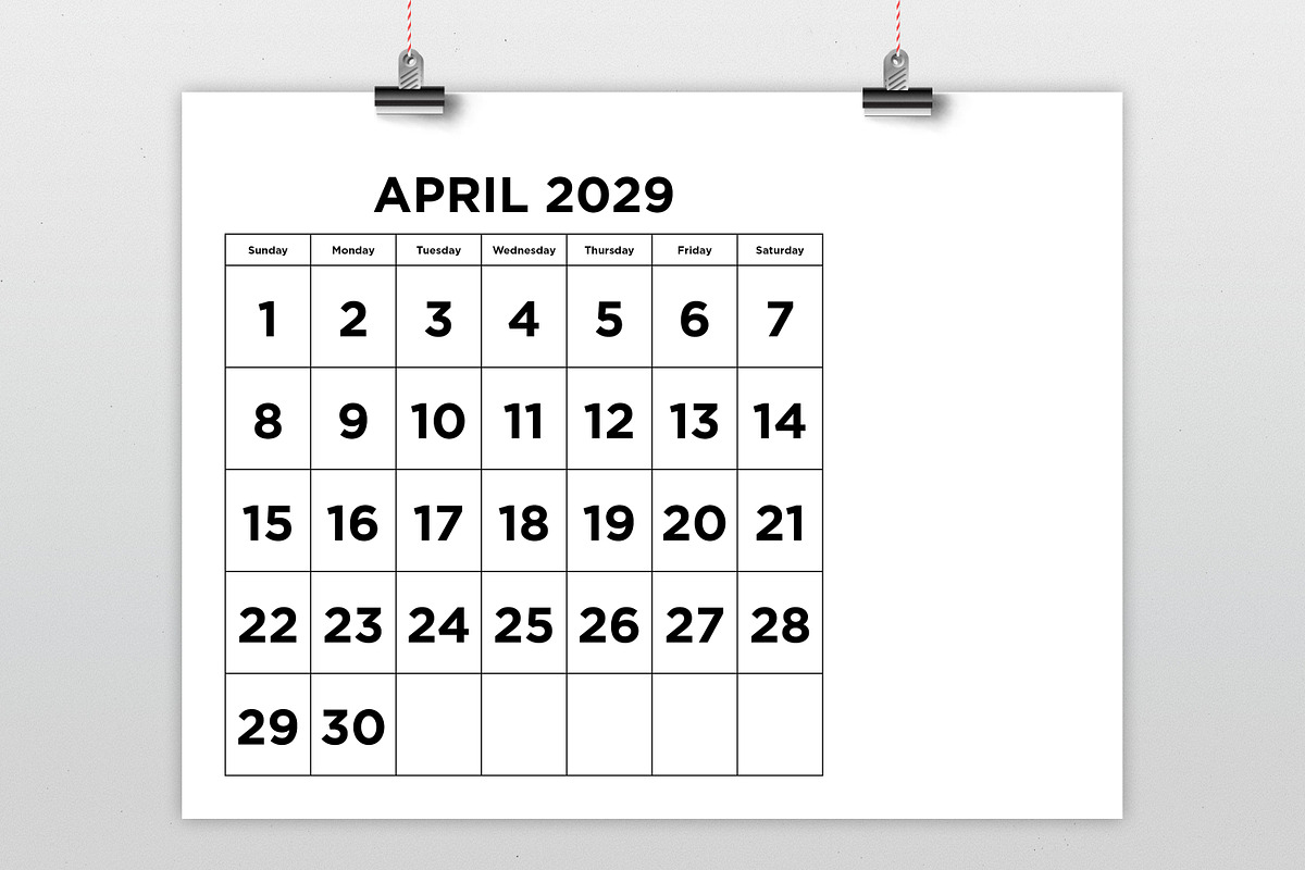 2029 Large Number 8.5x11 Calendar, a Stationery Template by Running With Foxes (Photo 2 of 5)