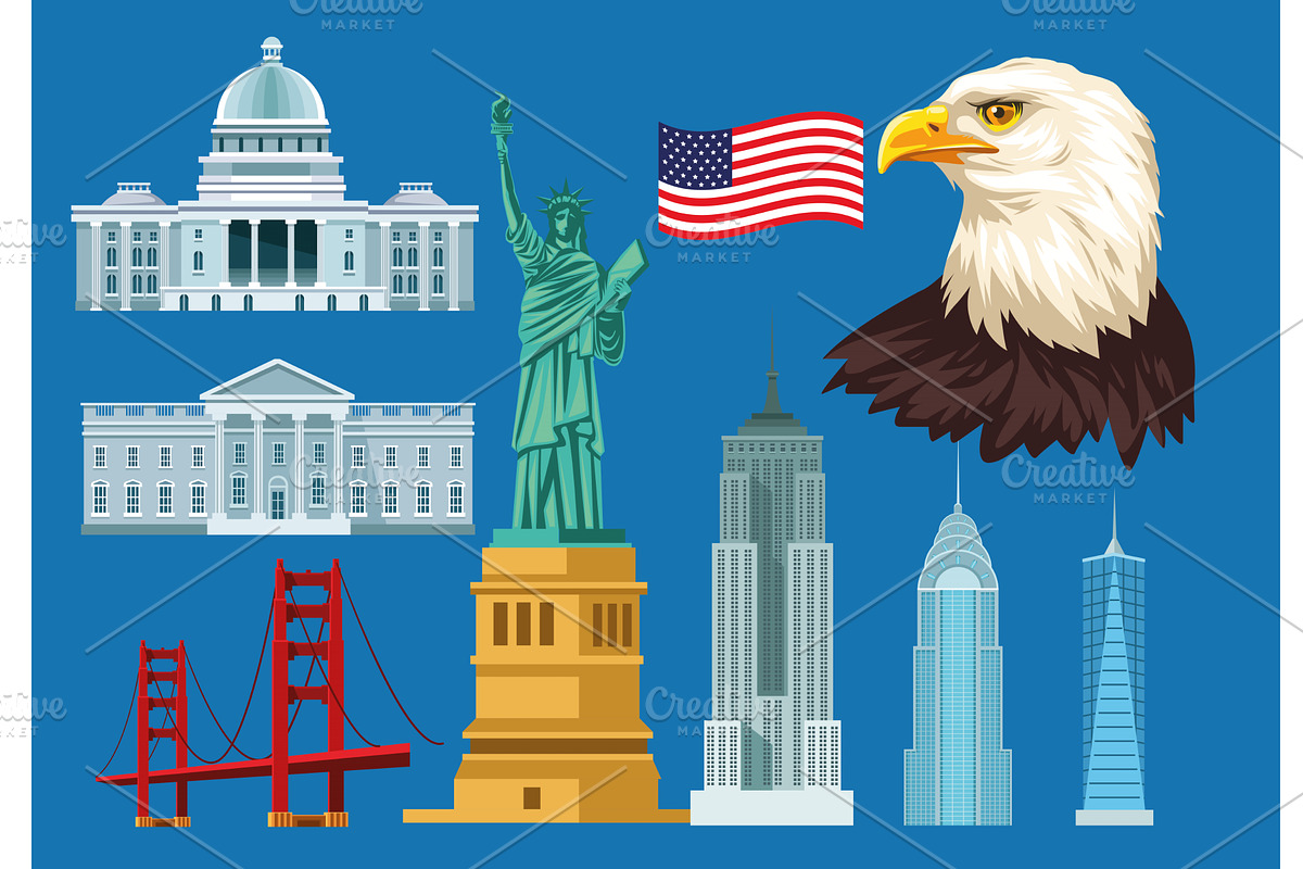 nine usa icons, an Object Graphic by studiogstock