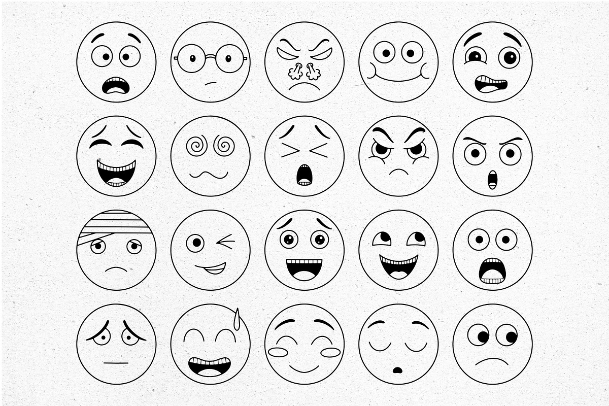 Emoji Faces Line Art, an Emoji Icon by Tekuni (Photo 7 of 9)