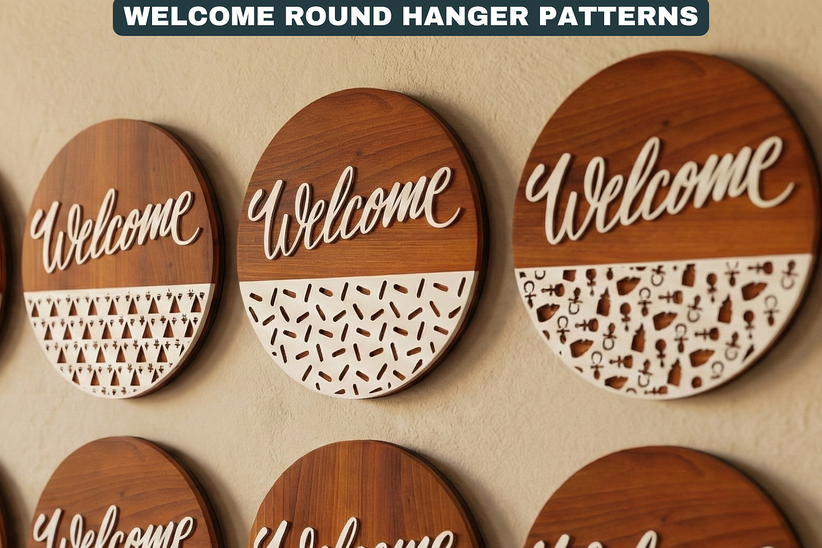 Round Door Hanger Welcome Sign Desig, a Graphic by AtacanDigital (Photo 3 of 12)