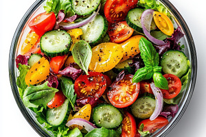 Fresh vibrant vegetable salad in a g, a Food & Drink Photo by Pixeness Studio