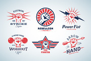Fists Retro Vector Labels Set, a Branding & Logo Template by Createvil (Thumbnail 1 of 4)