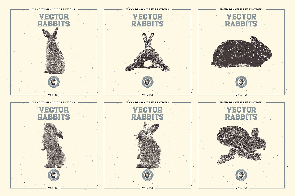 VECTOR RABBITS HAND DRAWN BUNDLE v18, an Animal Illustration by pawellpi (Photo 2 of 7)