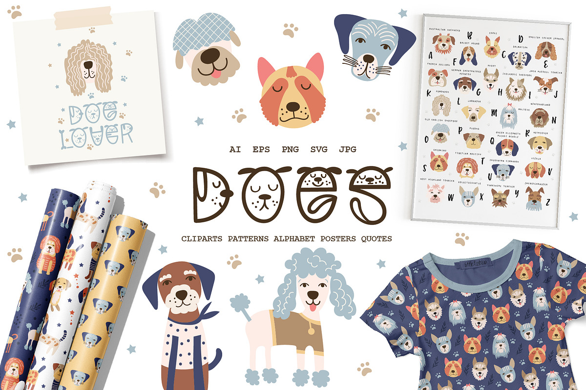 Cool Dogs Bundle. Graphics, Patterns, an Animal Illustration by DearLetters (Photo 1 of 16)