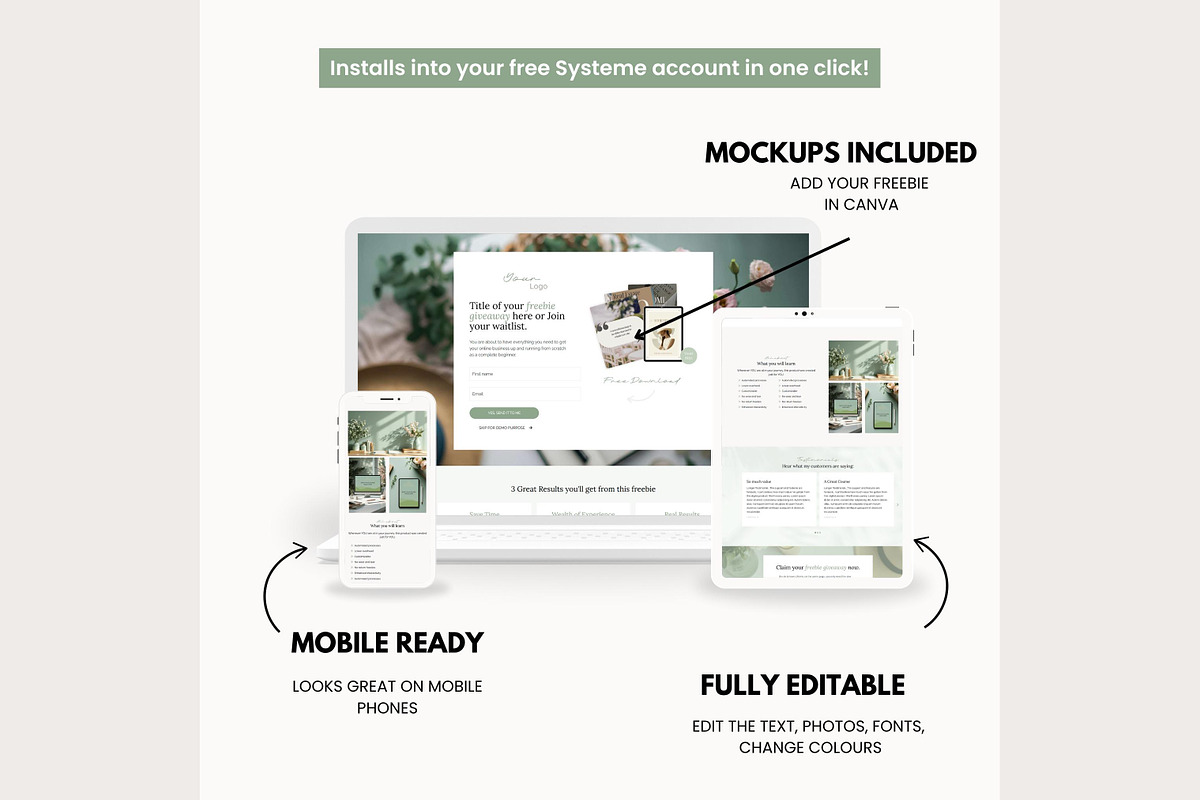 Systeme.io Sage Botanica Lead Magnet, a Landing Page Template by Hayley's Digital Hub (Photo 4 of 10)