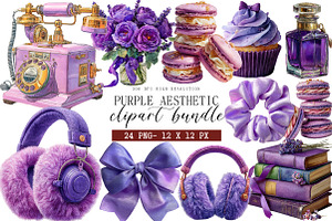 Purple Aesthetic Clipart, an Illustration by DreamArtGraphic
