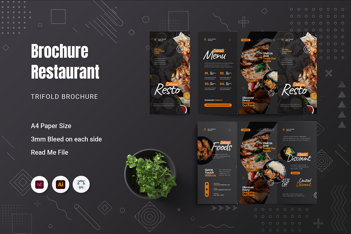 Restaurant Trifold Brochure, a Brochure Template by Fannan Studio (Photo 1 of 3)
