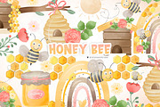 Watercolor Honey Bee Clipart, an Animal Illustration by designloverstudio (Thumbnail 1 of 2)