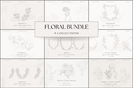 Floral Lineart & Frames Bundle