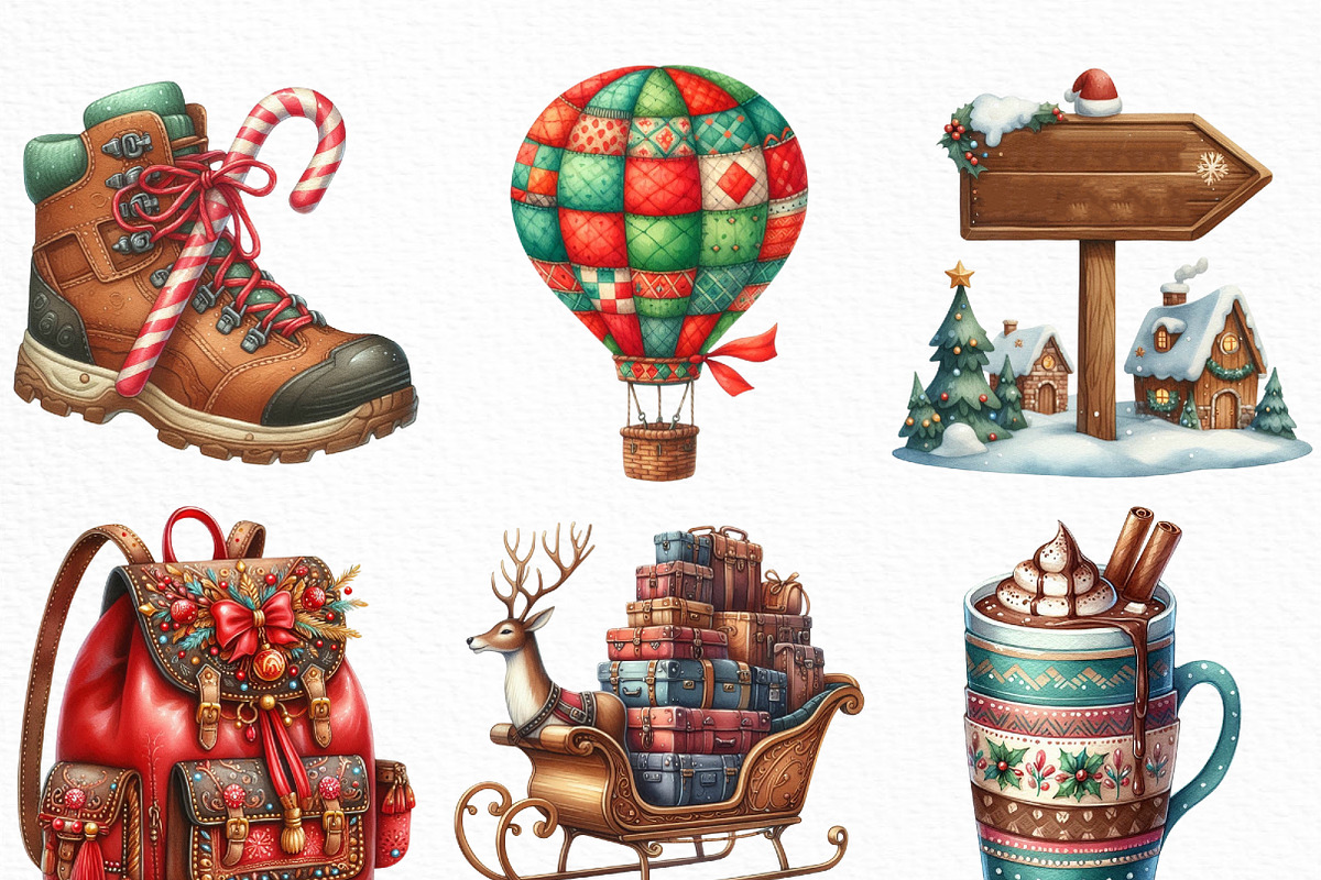Christmas Travel Clipart, an Illustration by Craft Nest (Photo 3 of 6)