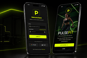 PulseFit Mobile App - Figma Design, an App Template by CodeTurtle