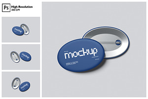 Oval Pin Button Badge Mockup
