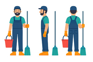 Illustration of a janitor in work, a Person Illustration by ZinetroN