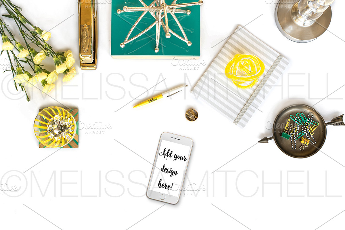 Yellow Arrow Styled Desktop Mockup#6, an iPhone Mockup by MMStyledStock (Photo 3 of 3)