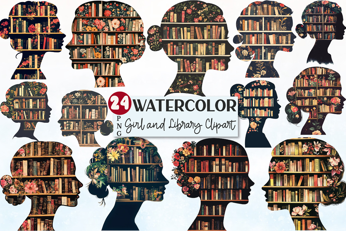 Book Girl and Library Sublimation, a Seasonal Illustration by Rose Art (Photo 1 of 3)
