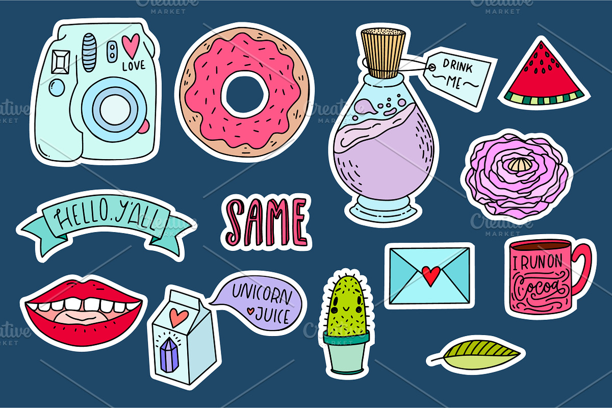 Pack of cute modern stickers., an Object Graphic by Sentimental postman (Photo 5 of 6)